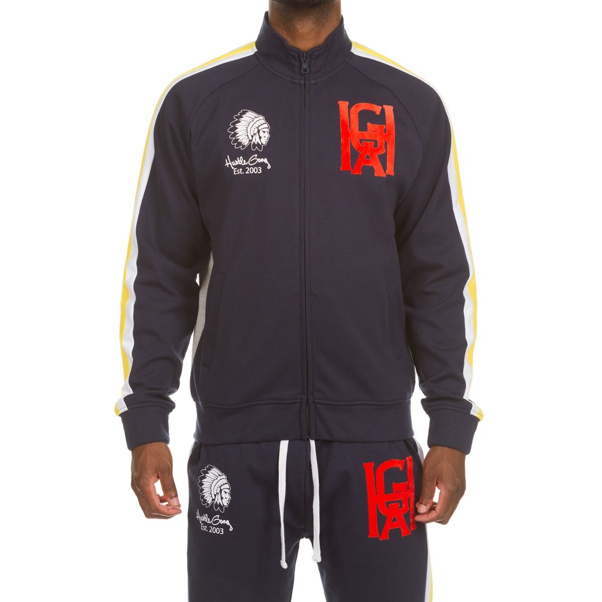 HUSTLE GANG DONT PLAY JOGGER SET NAVY BLAZER Dee s Urban Fashion