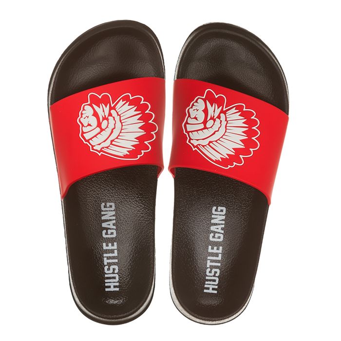 HUSTLE GANG BIG CHIEF SLIDE SANDALS (RACING RED)