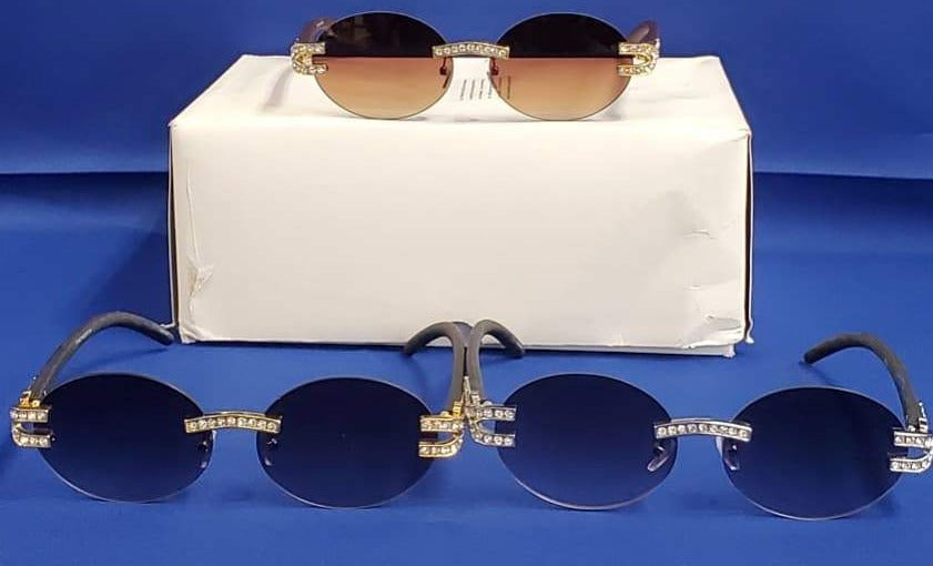 MEN SUNGLASSES (DOM) OVAL W/ STONES