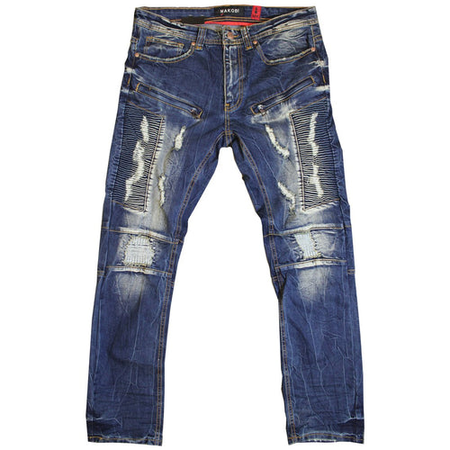 M1719 MAKOBI MOTO SIDE BIKER JEANS VINTAGE