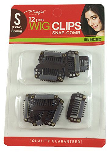 12 PC WIG CLIPS SNAP COMB BLK