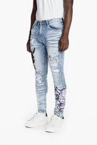 SMOKE RISE DOKKAEBI FASHION JEANS (MALIBU BLUE)