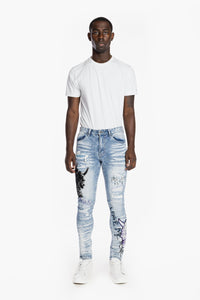 SMOKE RISE DOKKAEBI FASHION JEANS (MALIBU BLUE)