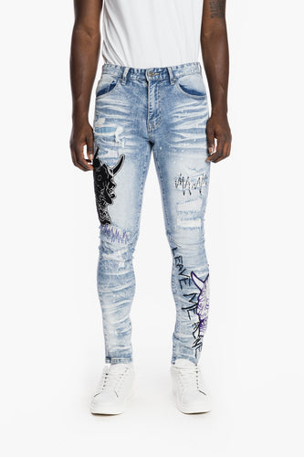 SMOKE RISE DOKKAEBI FASHION JEANS (MALIBU BLUE)