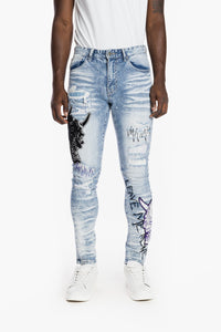 SMOKE RISE DOKKAEBI FASHION JEANS (MALIBU BLUE)