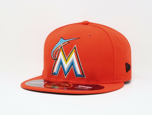 Miami Marlins New Era 59Fifty Authentic Fitted Hat On Field Cap - Orange