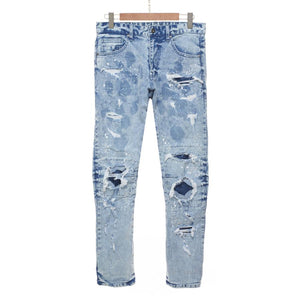 SMOKE RISE HEAVY RIP & REPAIR FASHION JEANS MIZU BLUE