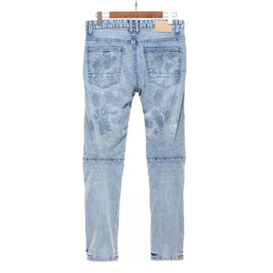 SMOKE RISE HEAVY RIP & REPAIR FASHION JEANS MIZU BLUE