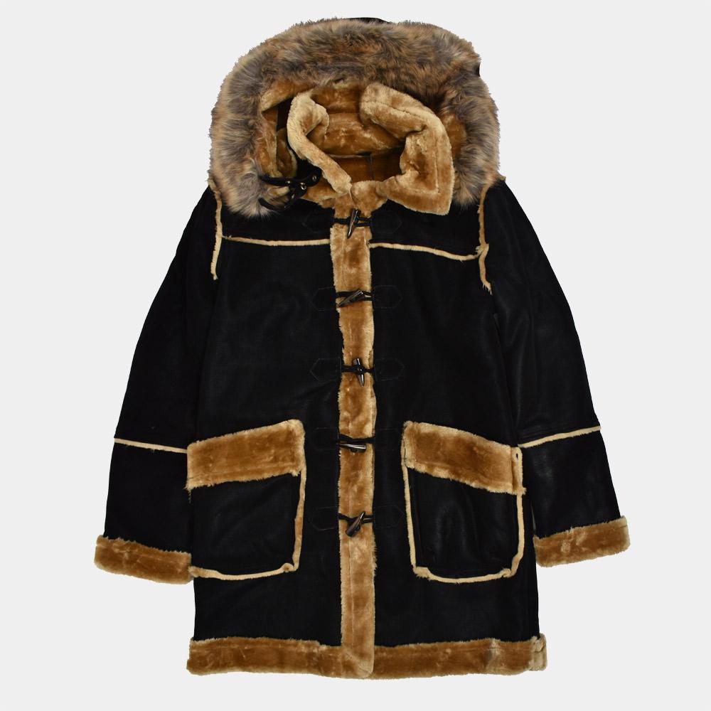 REDFOX DAKOMA FAUX SUEDE COAT W/FAUX FUR TRIMMED HOOD (BK/MOCO)