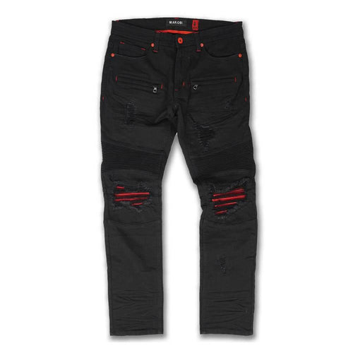 MAKOBI 1962 Shredded Biker Jeans (Black)