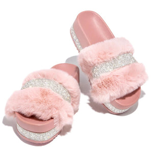 WOMEN RHINESTONE SLIDES (PINK)