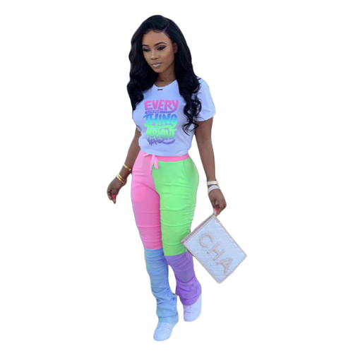 Women's Tee w/ Patchwork Stacked Bottom (Purple) IN STORE NOW!