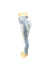 Load image into Gallery viewer, REDFOX HIGHWAIST RIP OFF SKINNY JEANS (LT.BLUE) PA0494