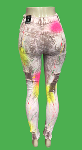 RedFox High Waist Ruby Wash Splatter Jeans PA0509
