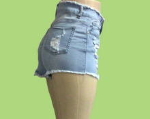 Load image into Gallery viewer, REDFOX HIGHWAIST HEAVY RIP SHORTS (LT BLUE) PS133