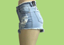 Load image into Gallery viewer, REDFOX HIGHWAIST HEAVY RIP SHORTS (LT BLUE) PS133