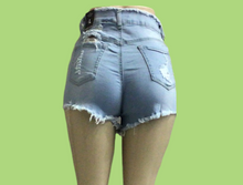 Load image into Gallery viewer, REDFOX HIGHWAIST HEAVY RIP SHORTS (LT BLUE) PS133