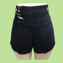 Load image into Gallery viewer, REDFOX HIGHWAIST HEAVY RIP SHORTS (BLACK) PS133