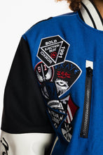 Load image into Gallery viewer, SMOKE RISE COLOR BLOCK FASHION VARSITY JACKET (ROYAL BLUE)