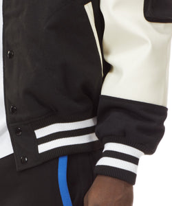 SMOKE RISE COLOR BLOCK FASHION VARSITY JACKET (ROYAL BLUE)