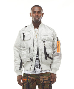 SMOKE RISE UTILITY MA1 NYLON JACKET (SILVERGREY)