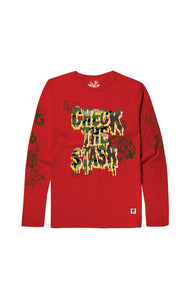 HUSTLE GANG CHECK THE STASH L/S TEE (BERRY)
