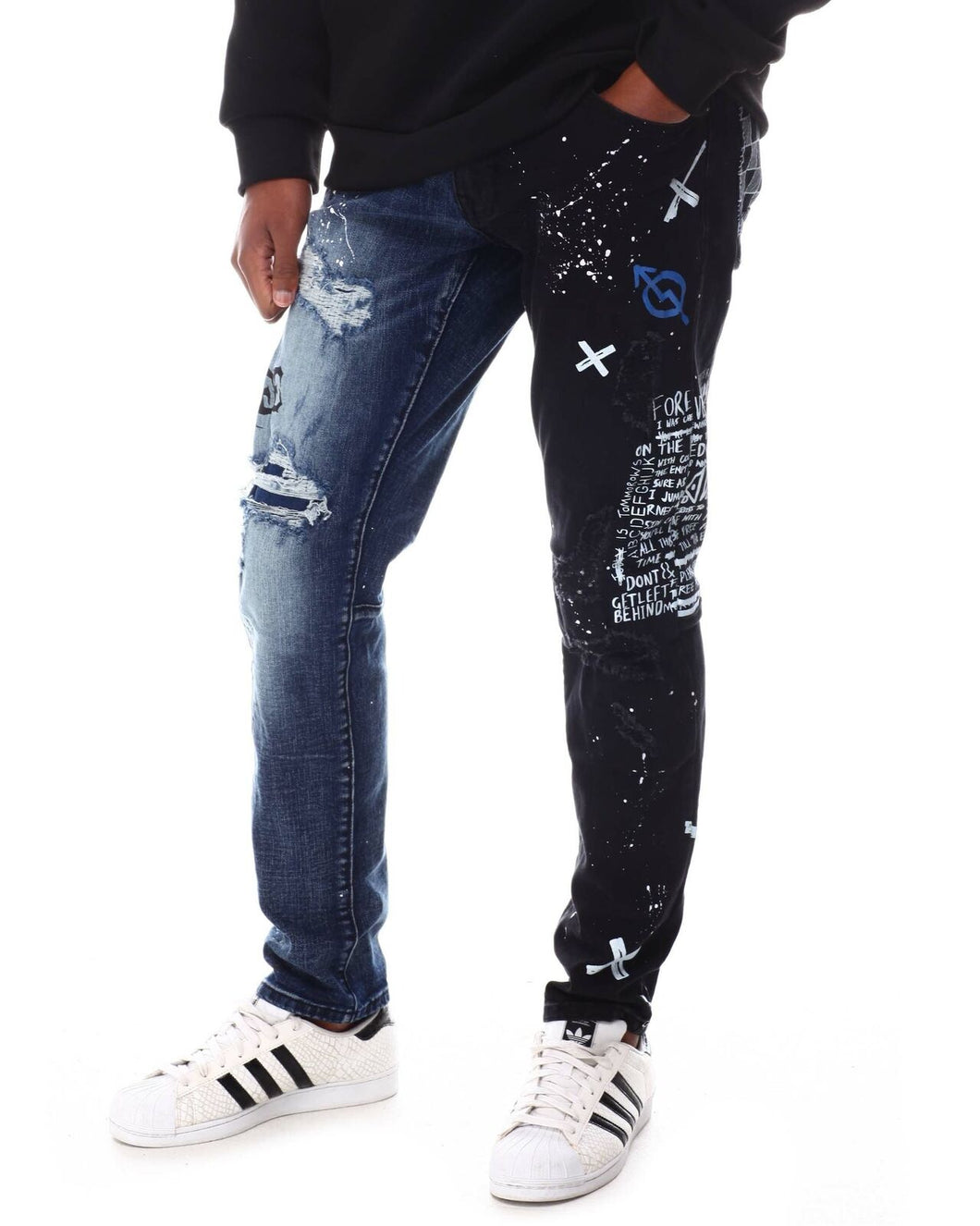 Smoke Rise Tally Blue/Black Color Block Denim JEANS