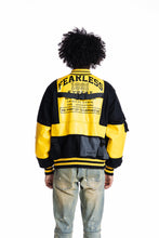 Load image into Gallery viewer, SMOKE RISE COLOR BLOCK FASHION VARSITY JACKET - BLACK/YELLOW