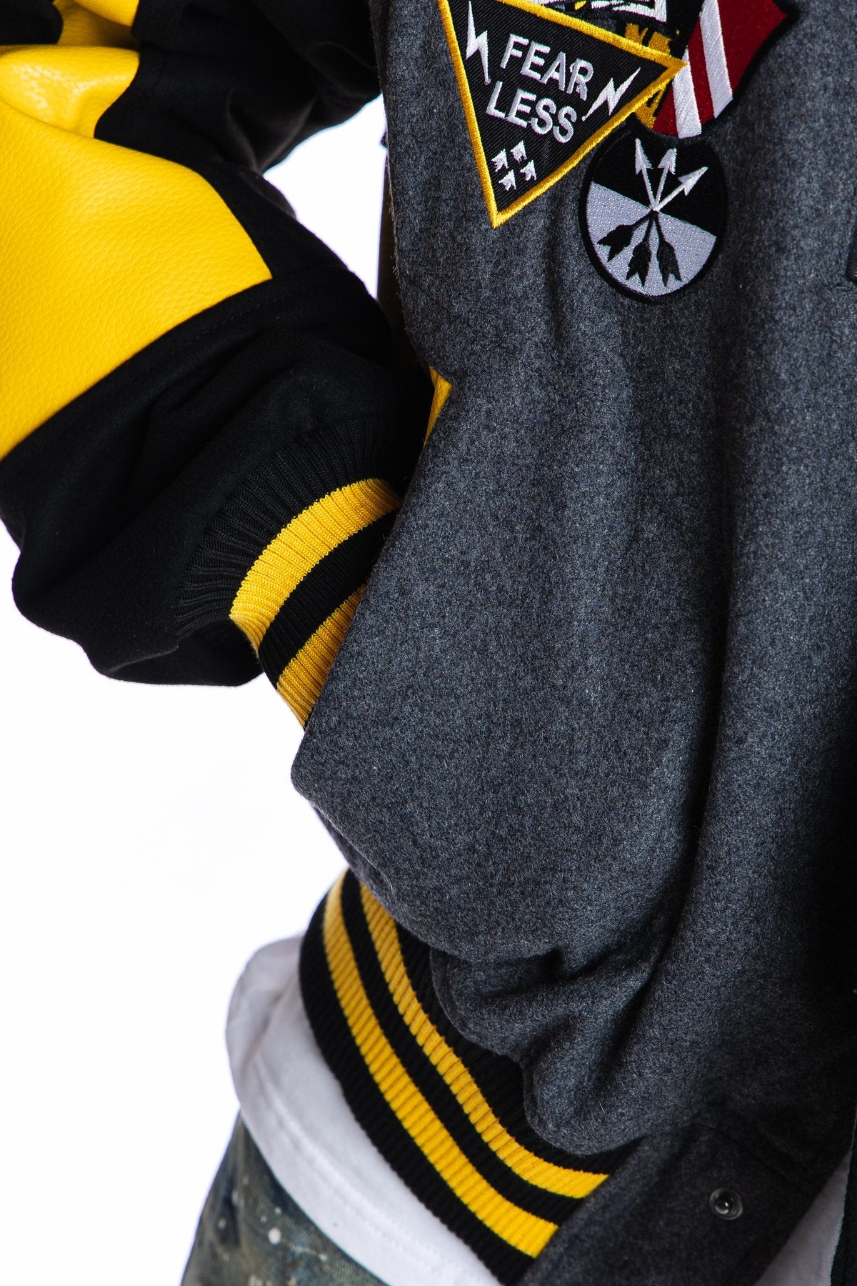 SMOKE RISE COLOR BLOCK FASHION VARSITY JACKET - BLACK/YELLOW – Dee's Urban  Fashion