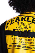 Load image into Gallery viewer, SMOKE RISE COLOR BLOCK FASHION VARSITY JACKET - BLACK/YELLOW