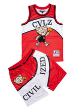 Load image into Gallery viewer, CIVILIZED BASKETBALL JERSEY &amp; SHORT SET (RED)