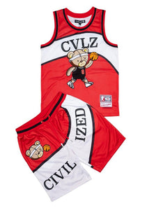 CIVILIZED BASKETBALL JERSEY & SHORT SET (RED)