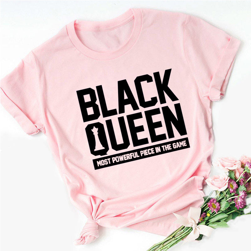WOMEN BLACK QUEEN TEE (PINK)