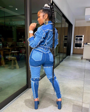 Load image into Gallery viewer, Women&#39;s Blue Denim Patchwork Highwaisted Jeans (IN STORE NOW)