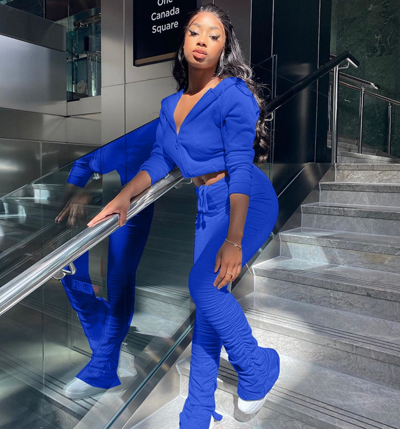 Women's 2pc Blue Stacked Sweat Suit (IN STORE NOW) – Dee's Urban Fashion