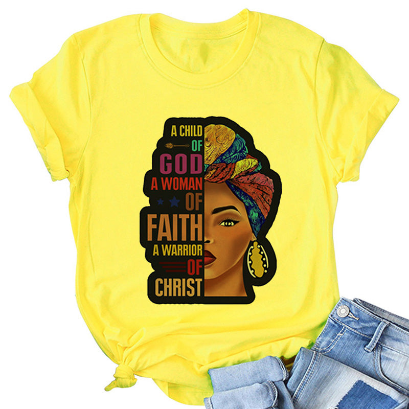 WOMEN CHILD OF GOD ,FAITH,CHIRST TEE (YELLOW )