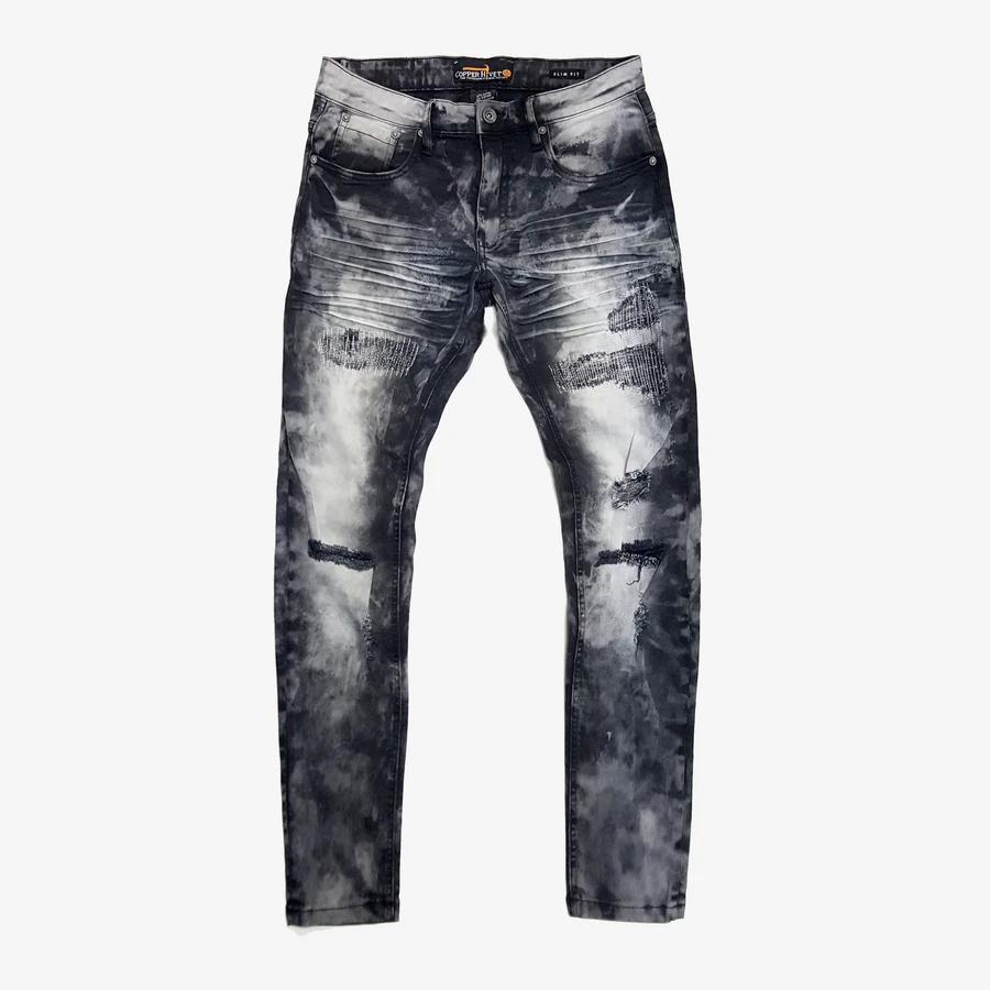 COPPER RIVET DARK GREY DESTRUCTION JEANS 933002
