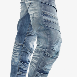 COPPER RIVET PREMIUM LIGHT BLUE SAND WASHED MOTO JEANS