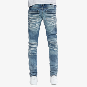 COPPER RIVET PREMIUM LIGHT BLUE SAND WASHED MOTO JEANS