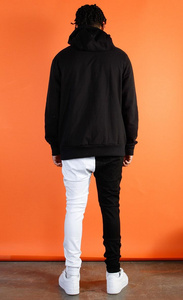COOPER 9 COSMO HALF DENIM JEANS BLACK WHITE