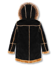 Load image into Gallery viewer, REDFOX DAKOMA FAUX SUEDE COAT W/FAUX FUR TRIMMED HOOD (BK/MOCO)