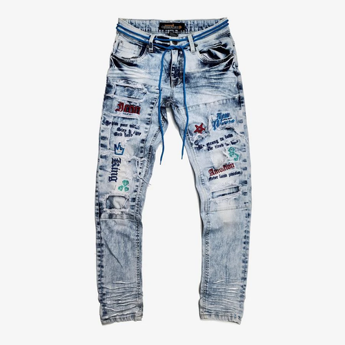 COPPER RIVET Embroidery Letters Denim Jeans