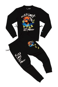 CIVILIZED 2215 "F**k Love Get Money" Jogger Set (Black)