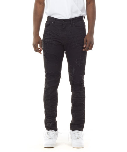 SMOKE RISE GOTHIC FASHION JEANS JET BLACK