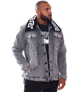 MAKOBI 1062 Denim Jacket w/ Sherpa Collar (grey)