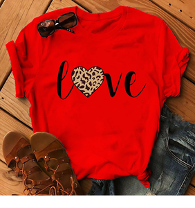 WOMEN LEOPARD LOVE TEE (RED)