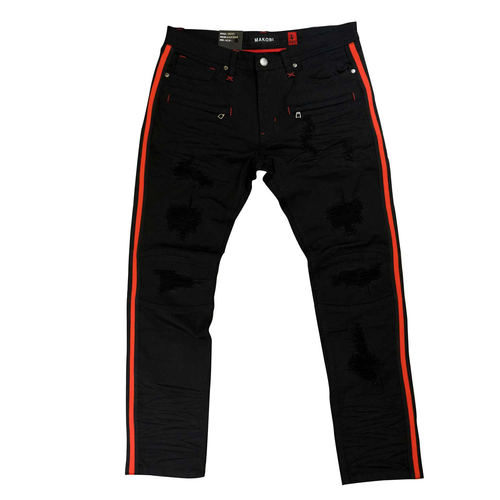 MAKOBI MAJORCA DENIM JEANS BLACK WASH (M1743)