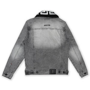 MAKOBI 1062 Denim Jacket w/ Sherpa Collar (grey)