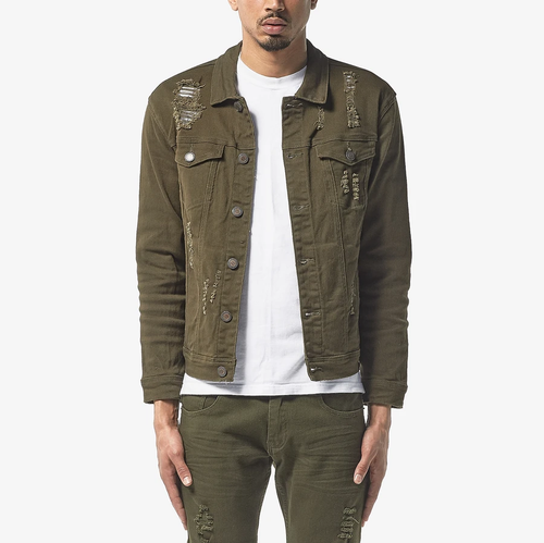 COPPER RIVET OLIVE DENIM JACKET