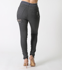 REDFOX HIGHWAIST COLOR BLOCK JEAN (BLACK) PA0479